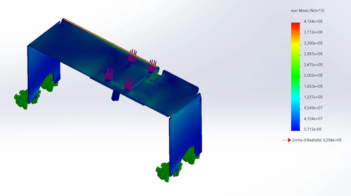 Étude FEA von Mises sur structure pliée